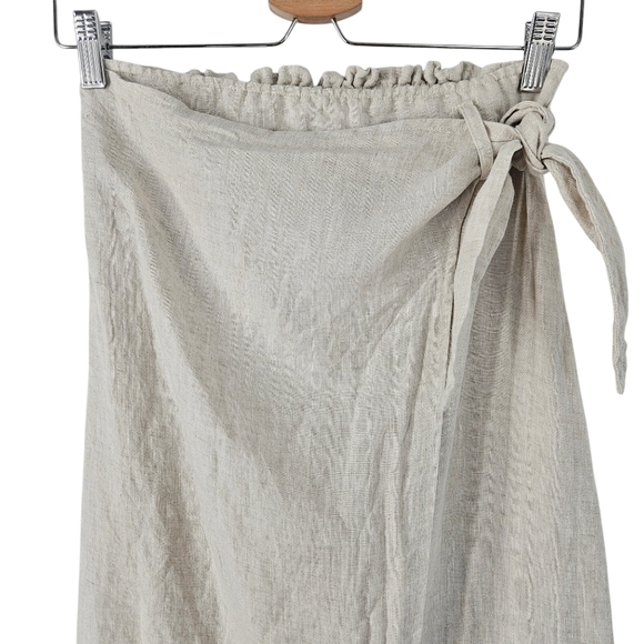 DISSH Hallie Natural Linen Wrap Skirt Beige Size US 4 Old Money Neutral Beige - Picture 7 of 13